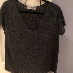 Black v-neck shirt